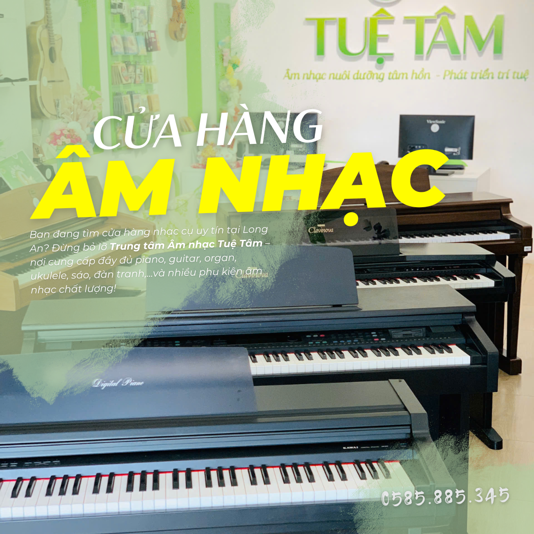 Học viên đang học guitar tại Trung tâm Âm nhạc Tuệ Tâm Mỹ Yên