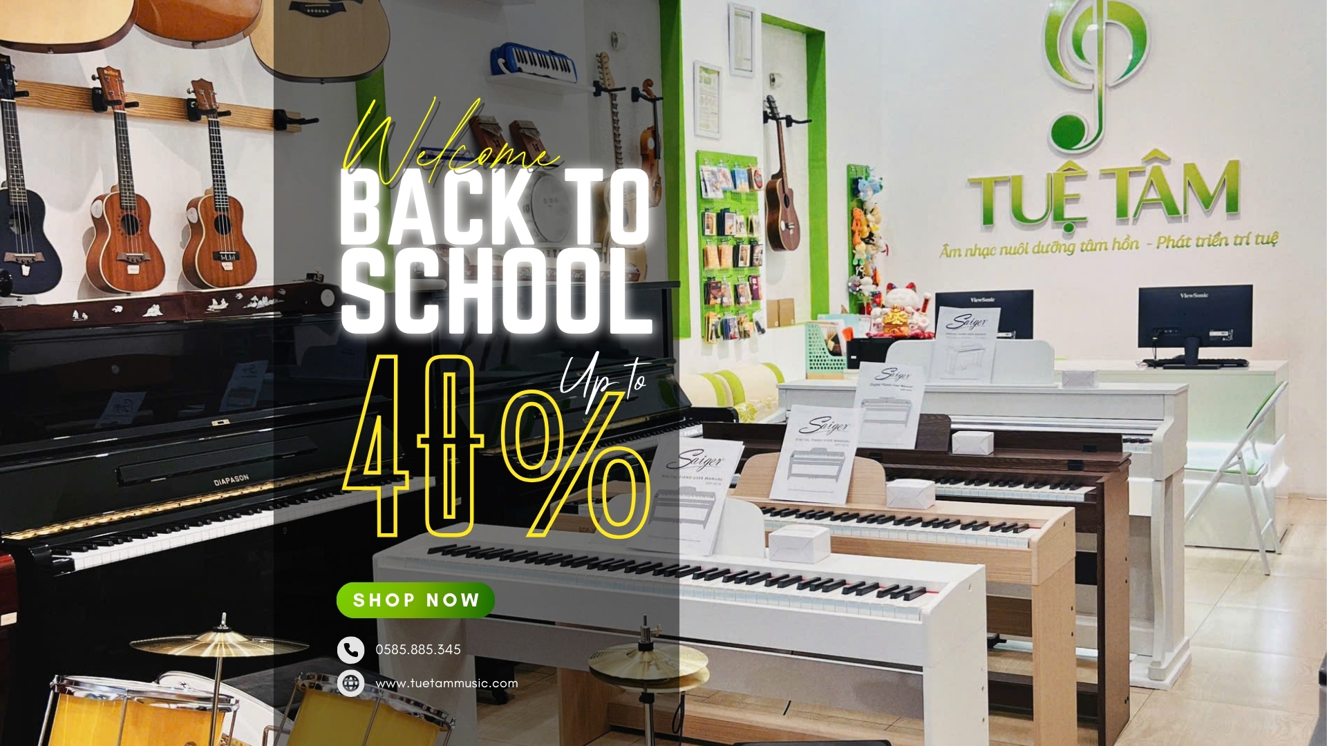 Piano cơ đồng loạt giảm giá mùa tựu trường tại Tuệ Tâm