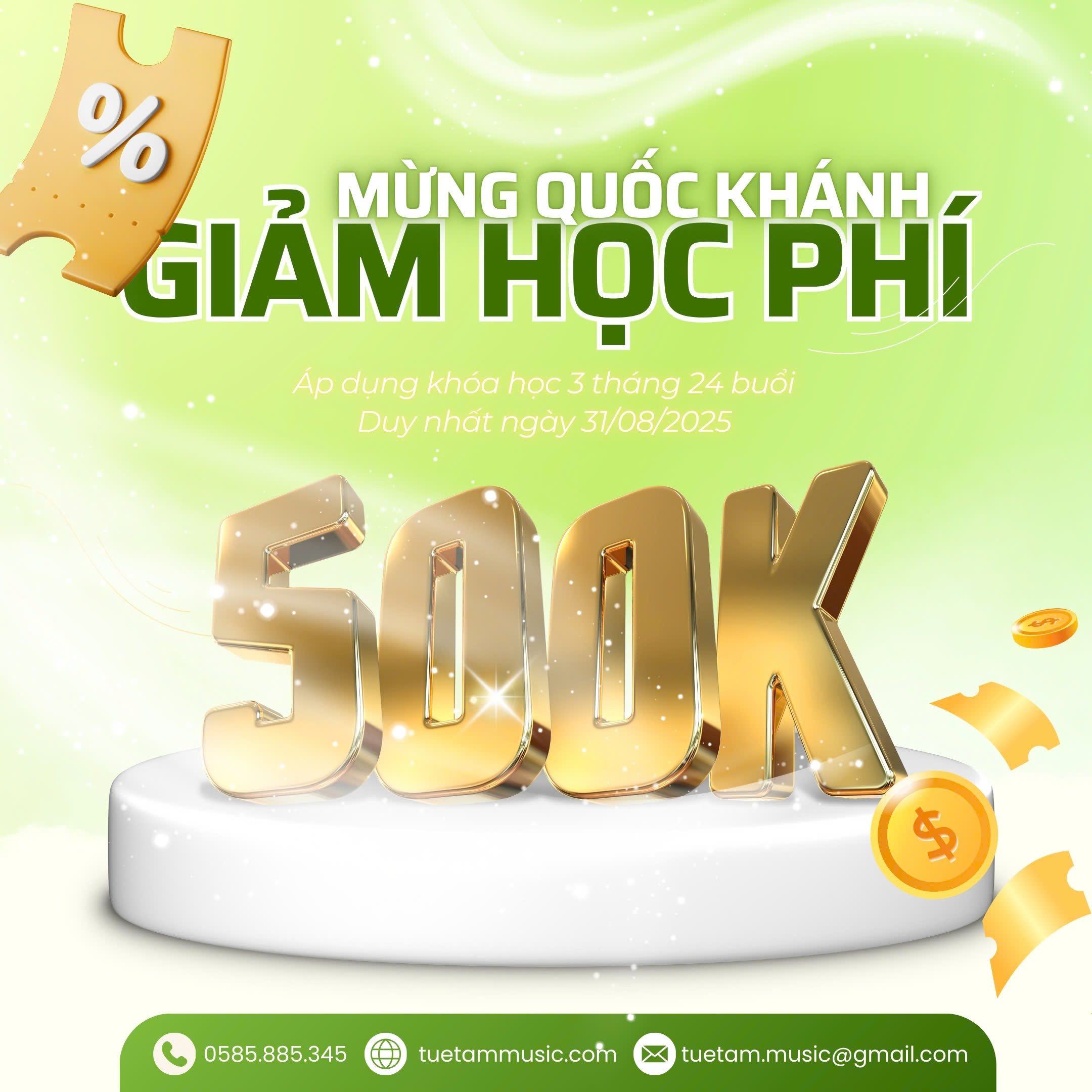 Đăng ký học nhạc giảm ngay 500K tại Tây Ninh