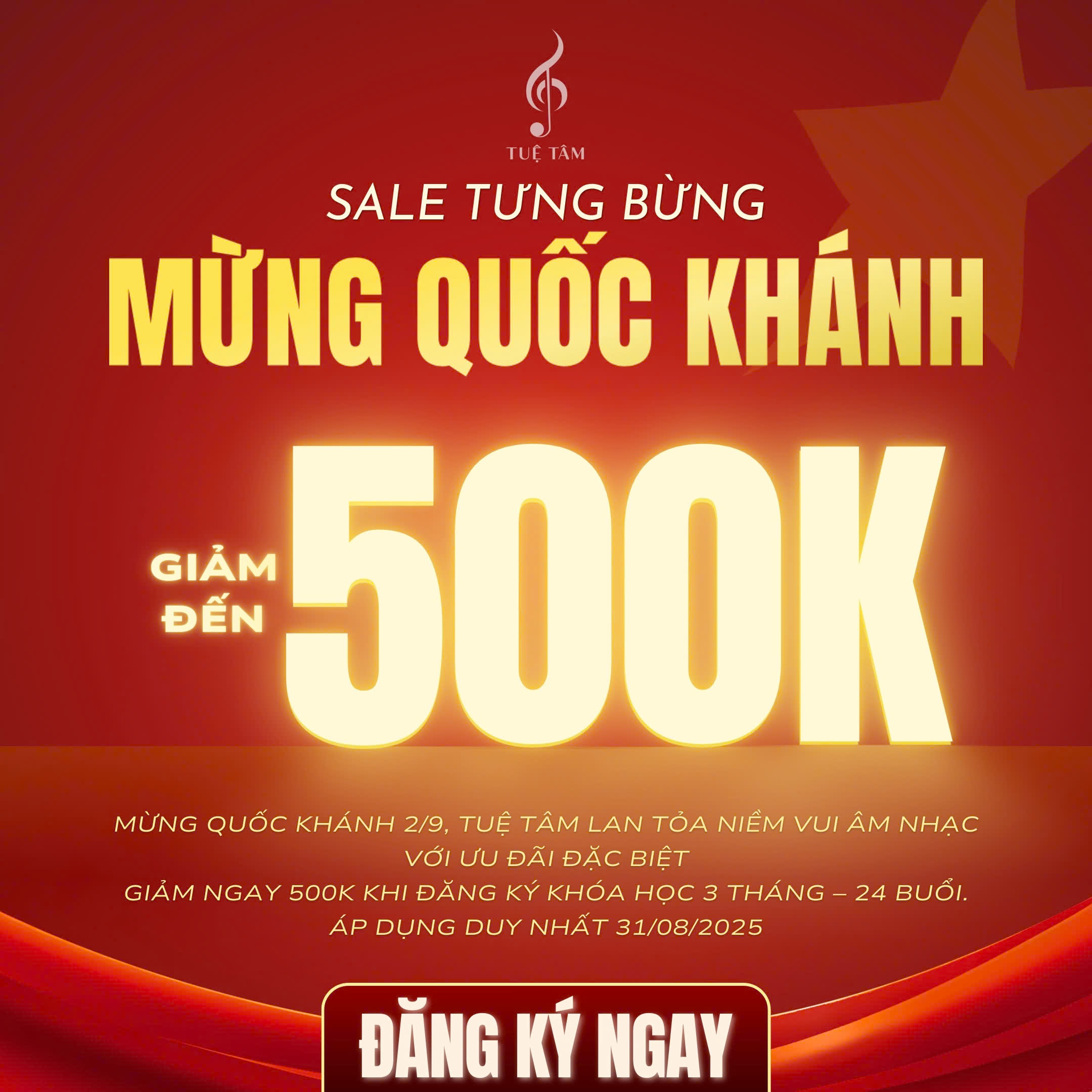 Giảm học phí học nhạc dịp Quốc khánh