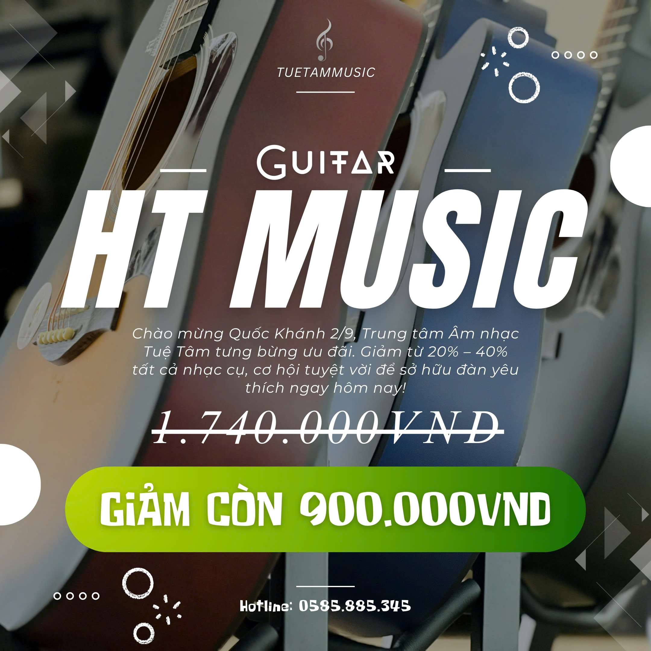Guitar Acoustic giảm giá mừng đại lễ tại Tây Ninh