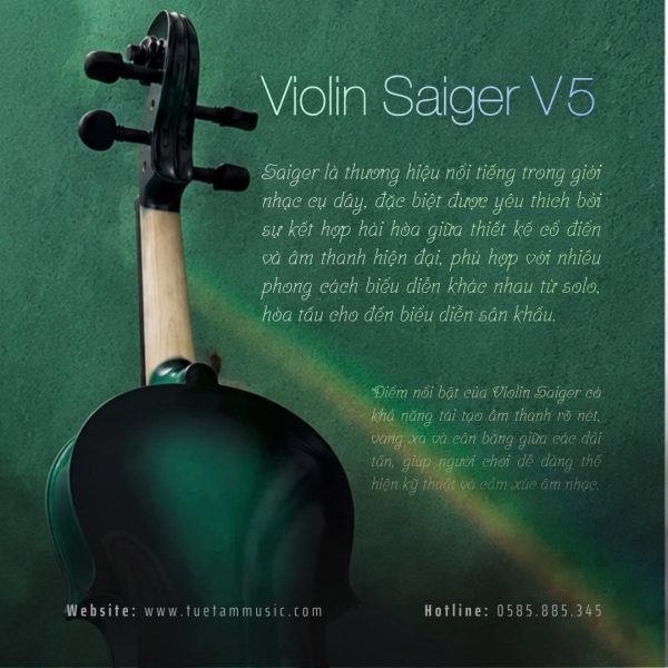 Đàn Violin Saiger V5 màu xanh