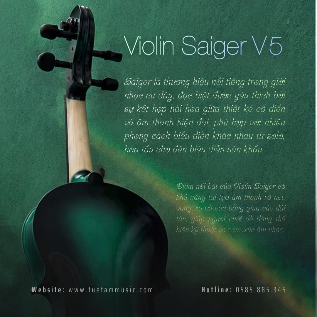 Đàn Violin Saiger V5 màu xanh