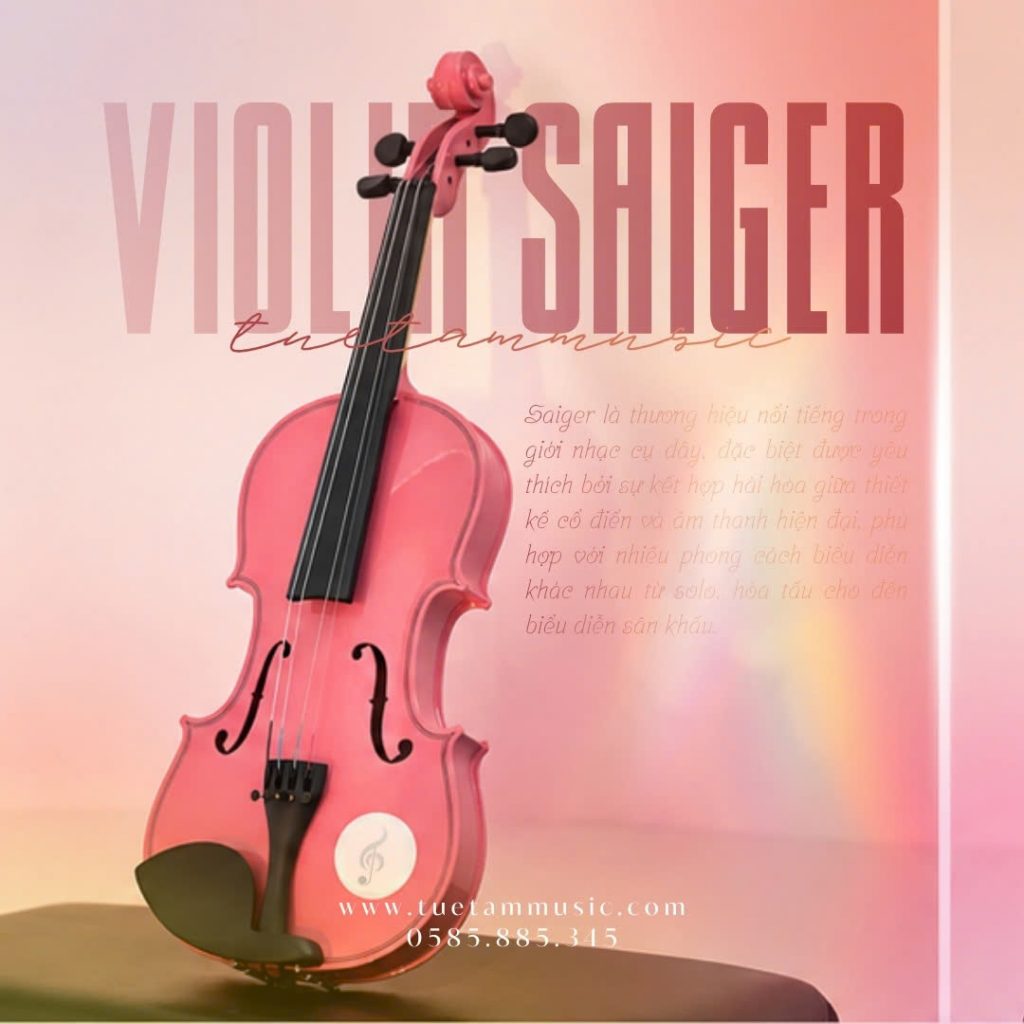 Đàn Violin Saiger V5 màu hồng